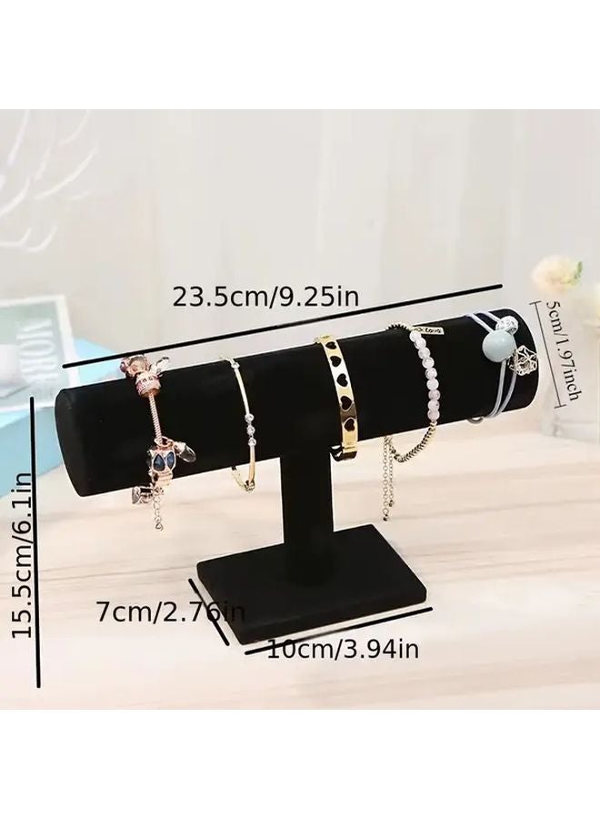 Black Single Layer Velvet Jewelry Display Stand Bracelet Watch Holder Marble Base - Image 3